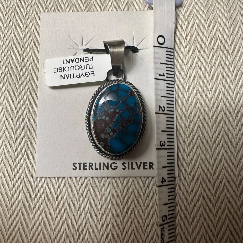 Egyptian Turquoise Eli Skeets Sterling Silver Turquoise Pendant - Picture 6 of 7